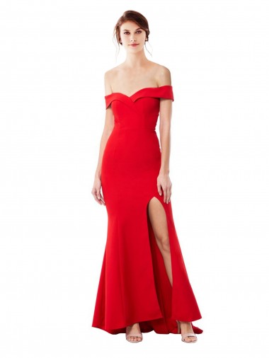 High Neck Long Stretch Crepe Red Sleeveless Formal Evening Dress / Prom Dress / Bridesmaid Dress Victoria
