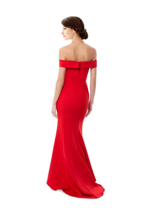High Neck Long Stretch Crepe Red Sleeveless Formal Evening Dress / Prom Dress / Bridesmaid Dress Victoria
