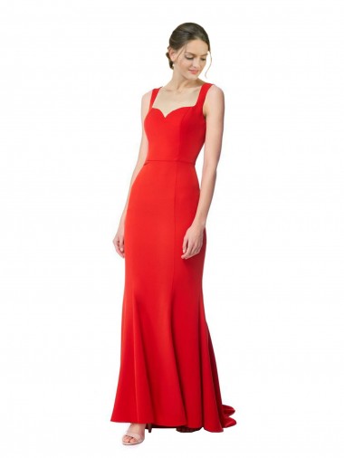 High Neck Long Stretch Crepe Red Sleeveless Formal Evening Gown / Prom Dress / Bridesmaid Dress Victoria