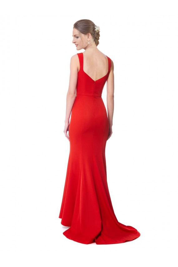 High Neck Long Stretch Crepe Red Sleeveless Formal Evening Gown / Prom Dress / Bridesmaid Dress Victoria