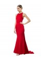 High Neck Long Stretch Crepe Red Sleeveless Formal Evening Gown / Bridesmaid Dress Victoria