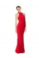 High Neck Long Stretch Crepe Red Sleeveless Prom Dress / Bridesmaid Dress Victoria