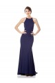 High Neck Long Stretch Crepe Navy Blue Sleeveless Bridesmaid Dress / Formal Dress Victoria