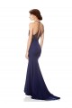 High Neck Long Stretch Crepe Navy Blue Sleeveless Bridesmaid Dress / Formal Dress Victoria