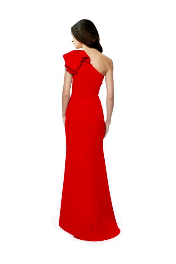High Neck Long Stretch Crepe Red Sleeveless Formal Dress / Bridesmaid Dress Victoria