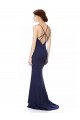 High Neck Long Stretch Crepe Navy Blue Sleeveless Formal Evening Gown / Prom Dress / Bridesmaid Dress Victoria