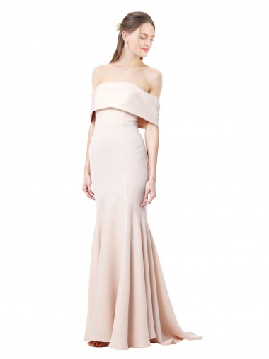 High Neck Long Stretch Crepe Nude Sleeveless Formal Evening Gown / Prom Dress / Bridesmaid Dress Victoria