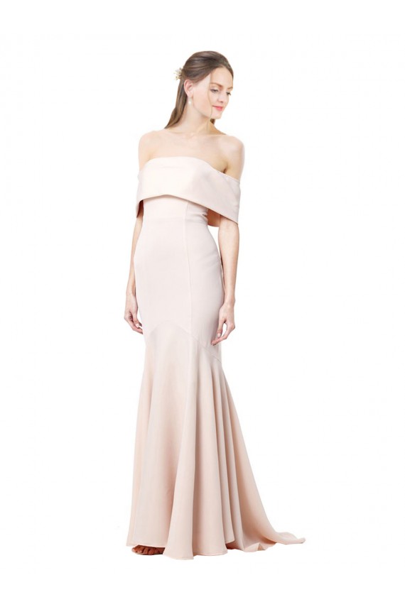 High Neck Long Stretch Crepe Nude Sleeveless Formal Evening Gown / Prom Dress / Bridesmaid Dress Victoria