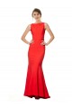High Neck Long Stretch Crepe Red Sleeveless Bridesmaid Dress / Evening Gowns Victoria