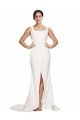 Square Neck Sweep Train Stretch Crepe Ivory Sleeveless Semi Formal Evening Dress / Prom Dress / Bridesmaid Dress Victoria