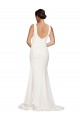 Square Neck Sweep Train Stretch Crepe Ivory Sleeveless Semi Formal Evening Dress / Prom Dress / Bridesmaid Dress Victoria