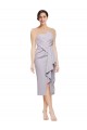 Strapless Cocktail Length Stretch Crepe Arctic Lilac Sleeveless High Low Evening Gown / Prom Dress / Bridesmaid Dress Victoria