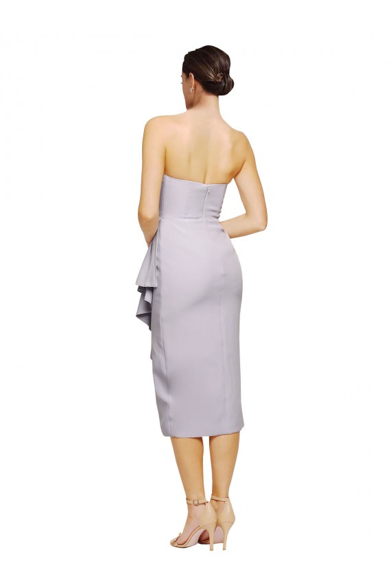 Strapless Cocktail Length Stretch Crepe Arctic Lilac Sleeveless High Low Evening Gown / Prom Dress / Bridesmaid Dress Victoria