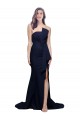 Strapless Sweep Train Stretch Crepe Dark Navy Sheath Sleeveless Semi Formal Evening Dress / Prom Dress / Bridesmaid Dress Victoria