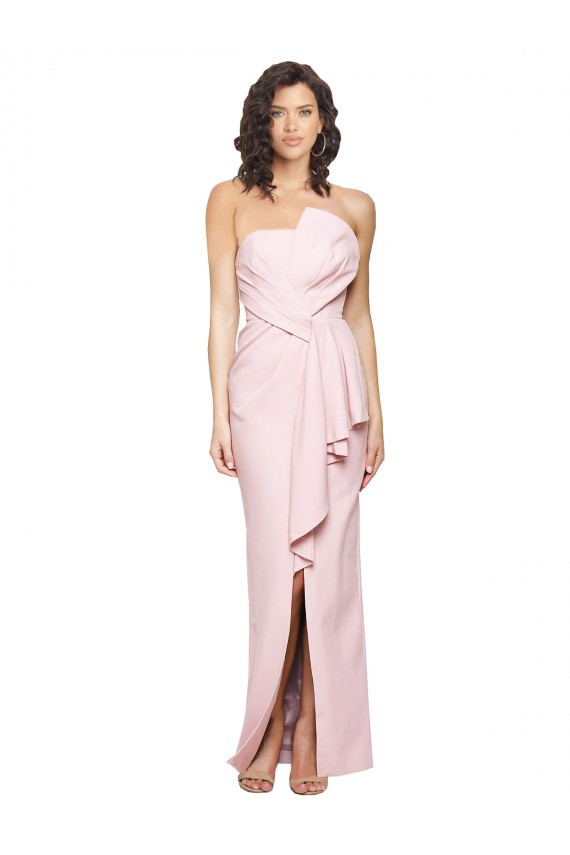 Strapless Long Stretch Crepe Pink Sleeveless Formal Dress / Bridesmaid Dress Victoria