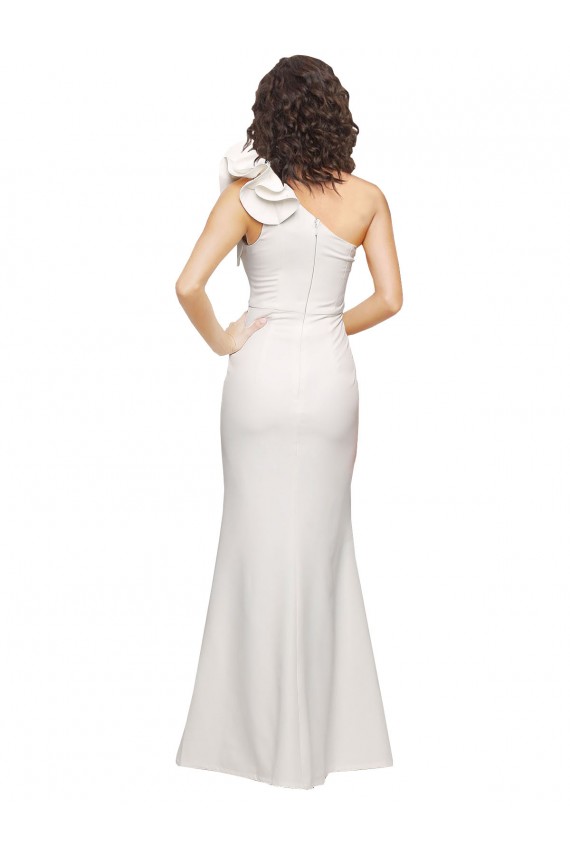 One Shoulder Long Stretch Crepe Ivory Sleeveless Formal Evening Dress / Bridesmaid Dress Victoria
