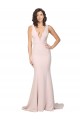 V-Neck Sweep Train Stretch Crepe Pink Sleeveless Black Tie Evening Gown / Prom Dress / Bridesmaid Dress Victoria