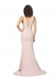 V-Neck Sweep Train Stretch Crepe Pink Sleeveless Black Tie Evening Gown / Prom Dress / Bridesmaid Dress Victoria