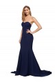 Sweetheart Sweep Train Stretch Crepe Dark Navy Sleeveless Formal Evening Gown / Prom Dress / Bridesmaid Dress Victoria