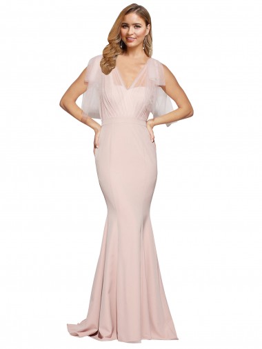 Sweetheart Long Stretch Crepe & Tulle Mauve Sleeveless Formal Dress / Bridesmaid Dress Victoria