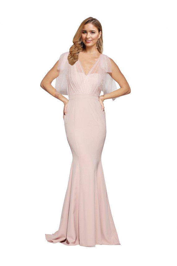 Sweetheart Long Stretch Crepe & Tulle Mauve Sleeveless Formal Dress / Bridesmaid Dress Victoria