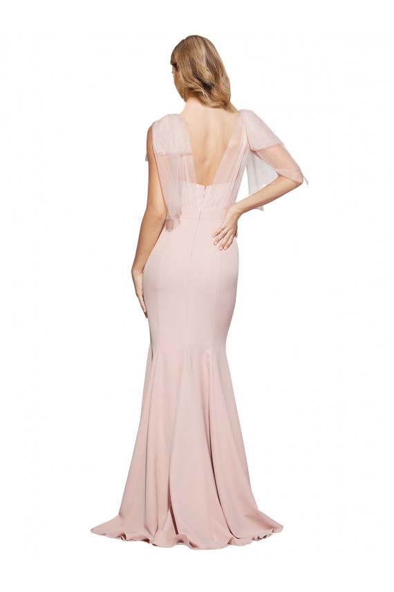 Sweetheart Long Stretch Crepe & Tulle Mauve Sleeveless Formal Dress / Bridesmaid Dress Victoria