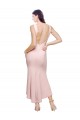 High Neck Midi Length Stretch Crepe Pink Sleeveless High Low Evening Gown / Prom Dress / Bridesmaid Dress Victoria