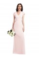 V-Neck Long Stretch Crepe Pink Cap Sleeves Formal Evening Gown / Prom Dress / Bridesmaid Dress Victoria