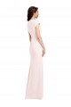 V-Neck Long Stretch Crepe Pink Cap Sleeves Formal Evening Gown / Prom Dress / Bridesmaid Dress Victoria