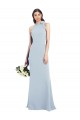High Neck Long Stretch Crepe Light Sky Blue Sleeveless Semi Formal Evening Dress / Prom Dress / Bridesmaid Dress Victoria