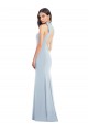 High Neck Long Stretch Crepe Light Sky Blue Sleeveless Semi Formal Evening Dress / Prom Dress / Bridesmaid Dress Victoria