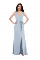 V-Neck Long Stretch Crepe Light Sky Blue Sleeveless Formal Evening Gown / Prom Dress / Bridesmaid Dress Victoria