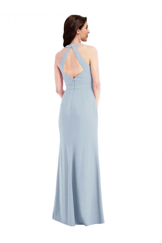 V-Neck Long Stretch Crepe Light Sky Blue Sleeveless Formal Evening Gown / Prom Dress / Bridesmaid Dress Victoria