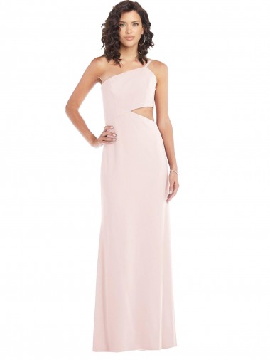 One Shoulder Long Stretch Crepe Pink Sleeveless Formal Evening Gown / Prom Dress / Bridesmaid Dress Victoria