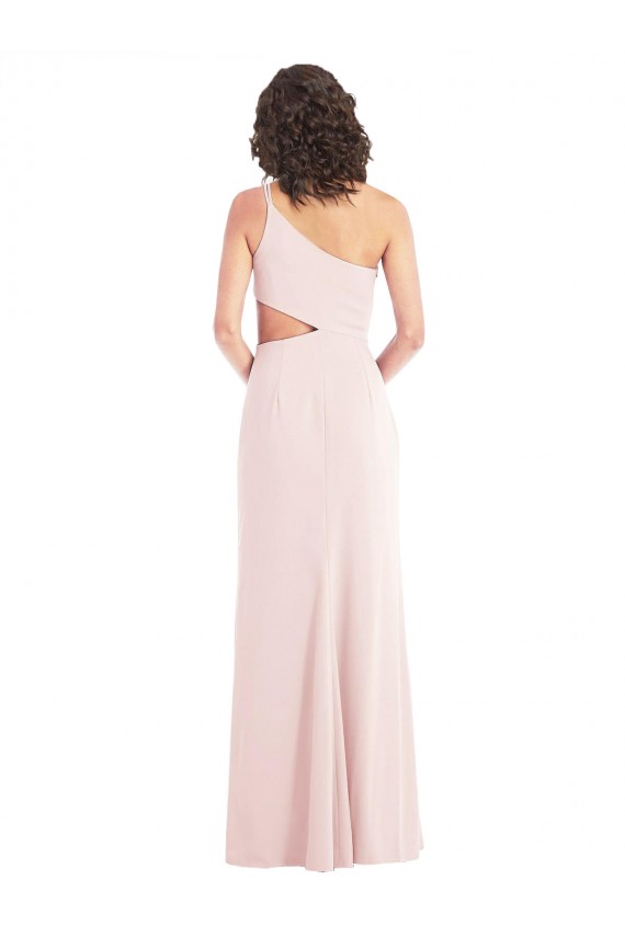 One Shoulder Long Stretch Crepe Pink Sleeveless Formal Evening Gown / Prom Dress / Bridesmaid Dress Victoria