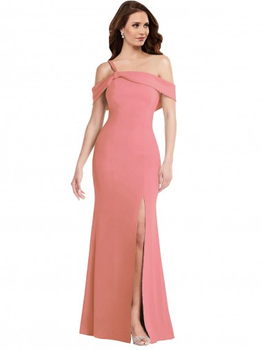 One Shoulder Long Stretch Crepe Hot Pink Sleeveless Semi Formal Evening Dress / Prom Dress / Bridesmaid Dress Victoria