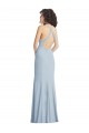 High Neck Long Stretch Crepe Light Sky Blue Sleeveless Formal Evening Gown / Prom Dress / Bridesmaid Dress Victoria