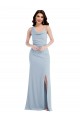 One Shoulder Long Stretch Crepe Light Sky Blue Sleeveless Formal Dress / Bridesmaid Dress Victoria