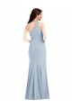 One Shoulder Long Stretch Crepe Light Sky Blue Sleeveless Formal Dress / Bridesmaid Dress Victoria