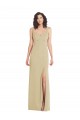 Square Neck Long Stretch Crepe Champagne Sleeveless Formal Evening Gown / Prom Dress / Bridesmaid Dress Victoria
