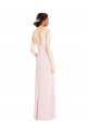 V-Neck Long Stretch Crepe Pink Sleeveless Black Tie Evening Dress / Prom Dress / Bridesmaid Dress Victoria