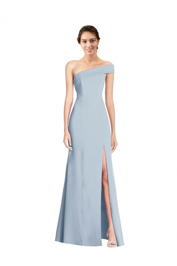 Off the Shoulder Long Stretch Crepe Light Sky Blue Sleeveless Formal Evening Gown / Prom Dress / Bridesmaid Dress Victoria