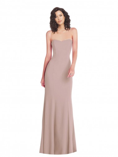 Strapless Long Stretch Crepe Dusty Pink Sleeveless Formal Dress / Bridesmaid Dress Victoria