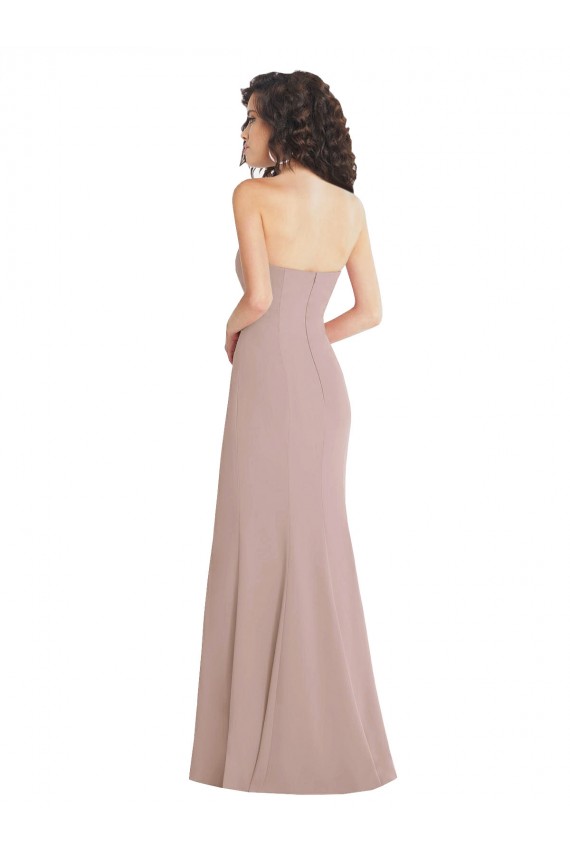 Strapless Long Stretch Crepe Dusty Pink Sleeveless Formal Dress / Bridesmaid Dress Victoria