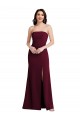 Strapless Long Stretch Crepe Burgundy Gold Sleeveless Semi Formal Evening Dress / Prom Dress / Bridesmaid Dress Victoria