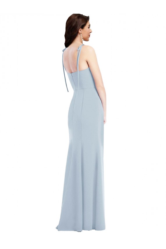 Strapless Long Stretch Crepe Light Sky Blue Sleeveless Bridesmaid Dress / Formal Dress Victoria