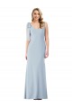 V-Neck Long Stretch Crepe Light Sky Blue Sleeveless Semi Formal Evening Dress / Prom Dress / Bridesmaid Dress Victoria