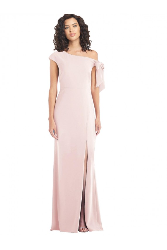 Off the Shoulder Long Stretch Crepe Pink Cap Sleeves Formal Evening Gown / Prom Dress / Bridesmaid Dress Victoria