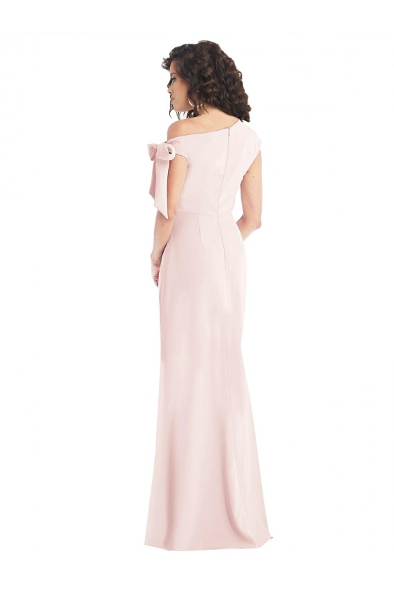 Off the Shoulder Long Stretch Crepe Pink Cap Sleeves Formal Evening Gown / Prom Dress / Bridesmaid Dress Victoria