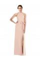 Halter Neck Long Stretch Crepe Nude Sleeveless Formal Evening Gown / Prom Dress / Bridesmaid Dress Victoria
